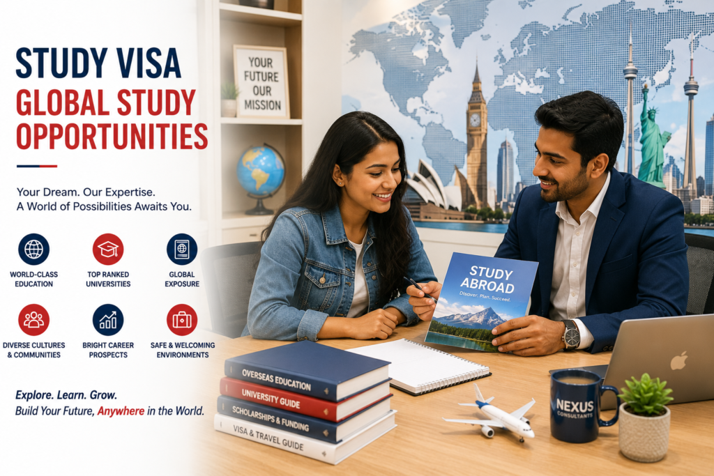 Professional education counselling session highlighting global study opportunities for international students, featuring expert guidance on choosing the right country, university and study programme for a successful overseas education journey.