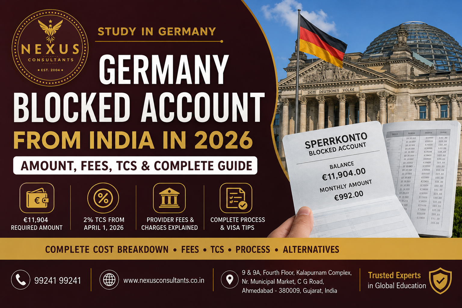 Germany Blocked Account 2026 for Indian Students: Amount, Fees, TCS & Complete Guide