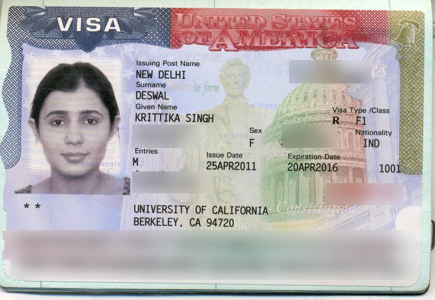 Krittik Singh US F-1 student visa for University of California Berkeley through Nexus Consultants