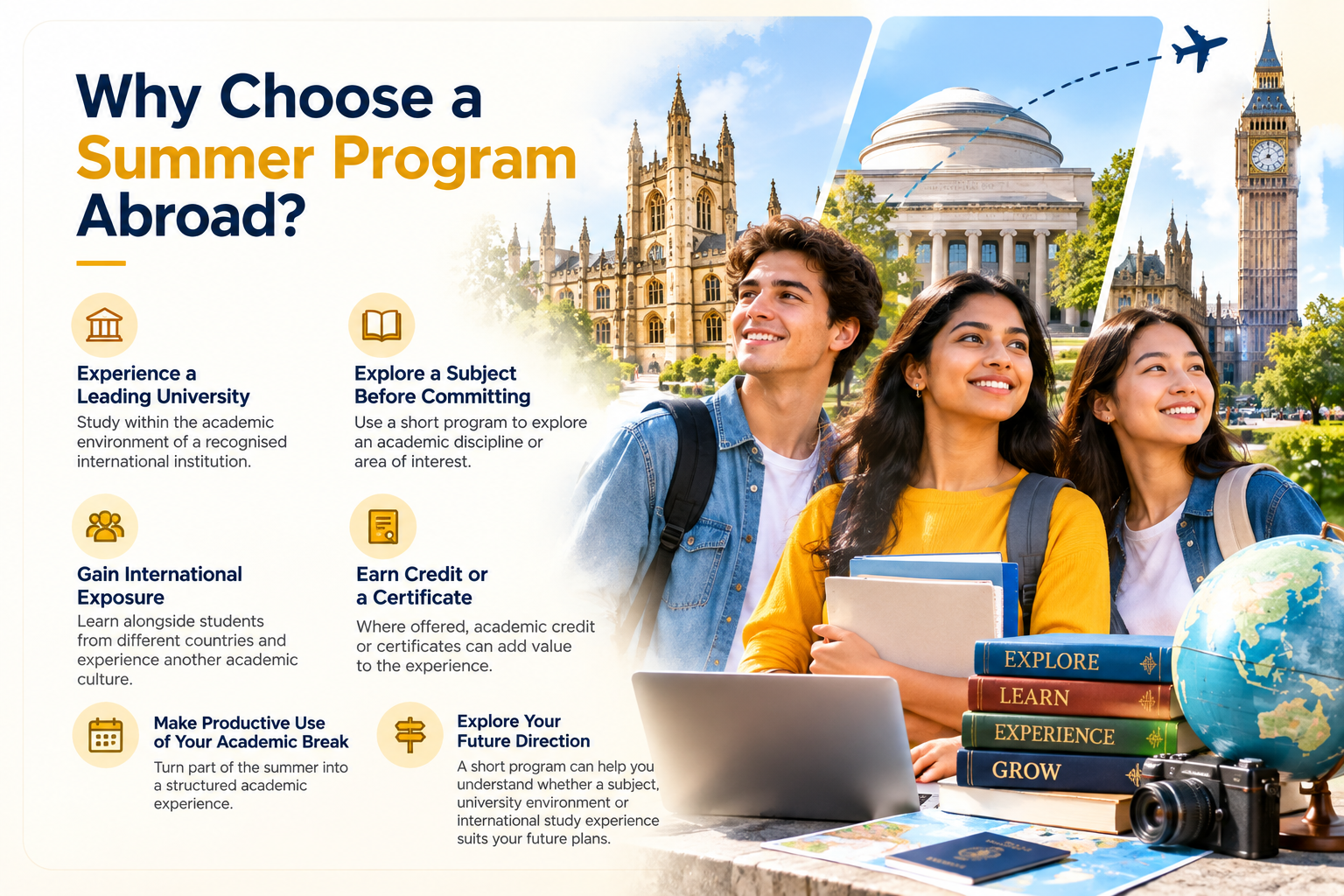 Why choose a summer program abroad? Explore university learning, academic subjects, international exposure and future study options.